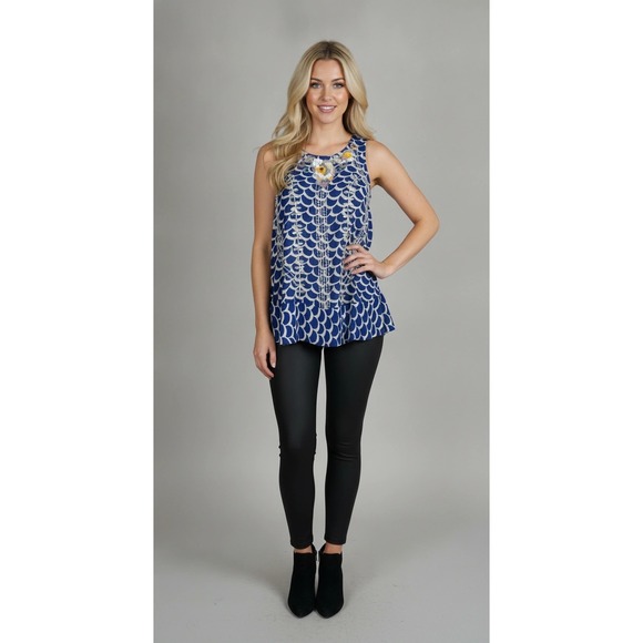 Moulinette Soeurs Other - Moulinette Soeurs  for Anthropologie Blouse Sz S Blue White Beaded Embellished